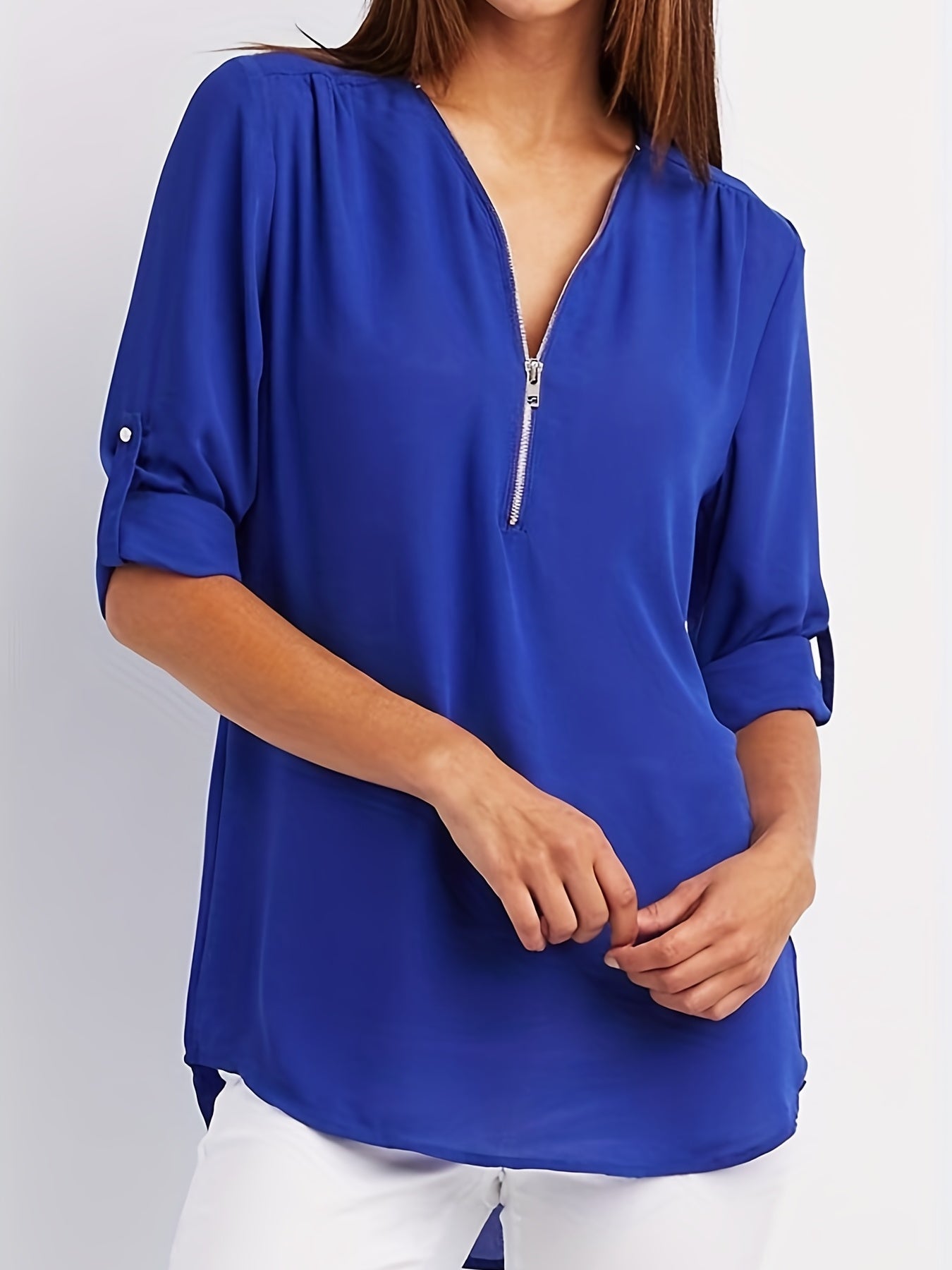 Eveline – Blouse Élégante à Demi-Zip