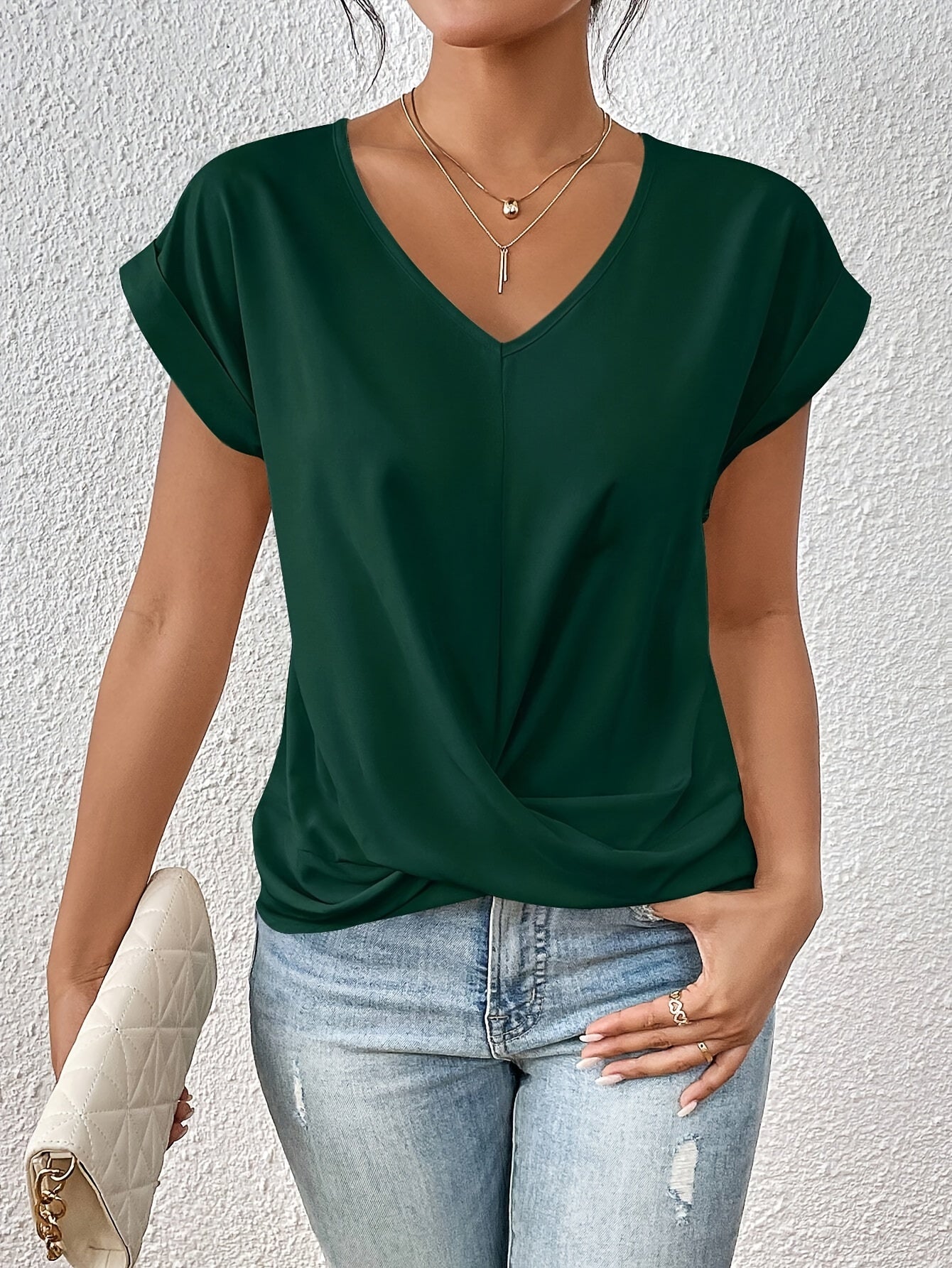 Chloé™ - T-shirt décontracté avec col en V doux