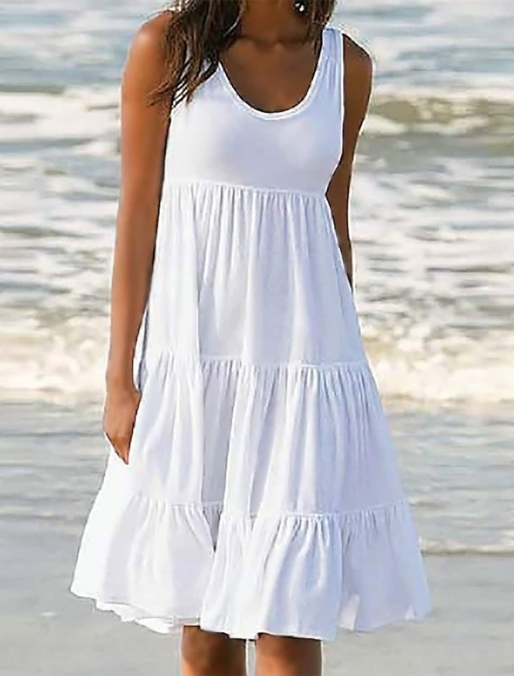 🔥Acheter 2 pièces livraison gratuite🔥Robe de plage sans manches col rond patchwork grand ourlet