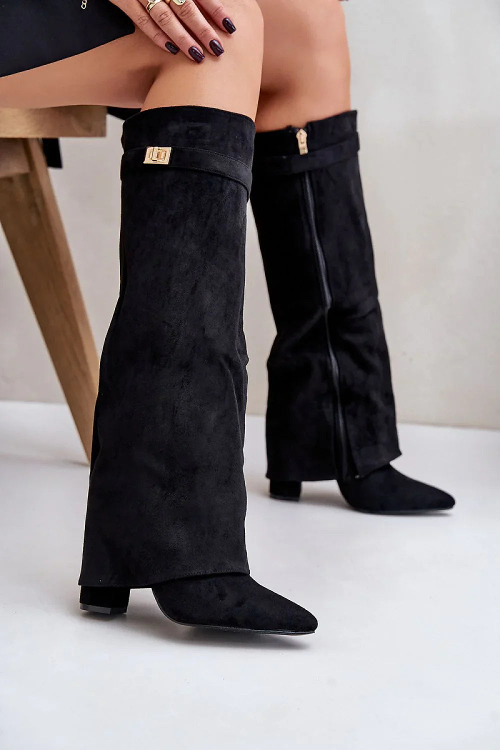 Bottes noires Lock Suedine