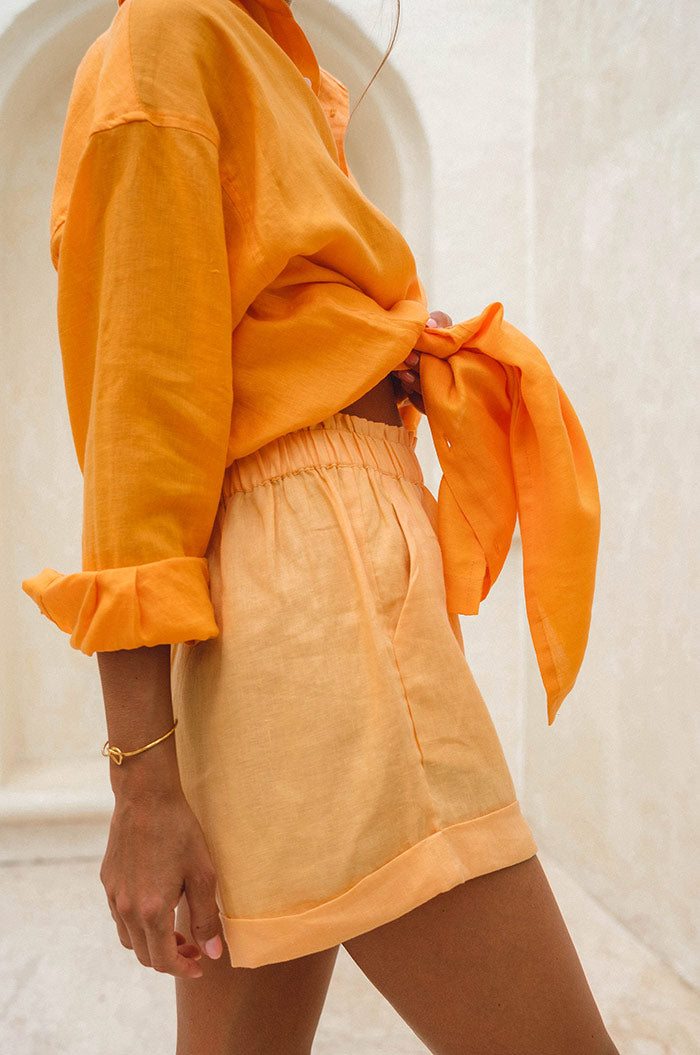 SUMMER Shirt Dress - mandarin orange linen