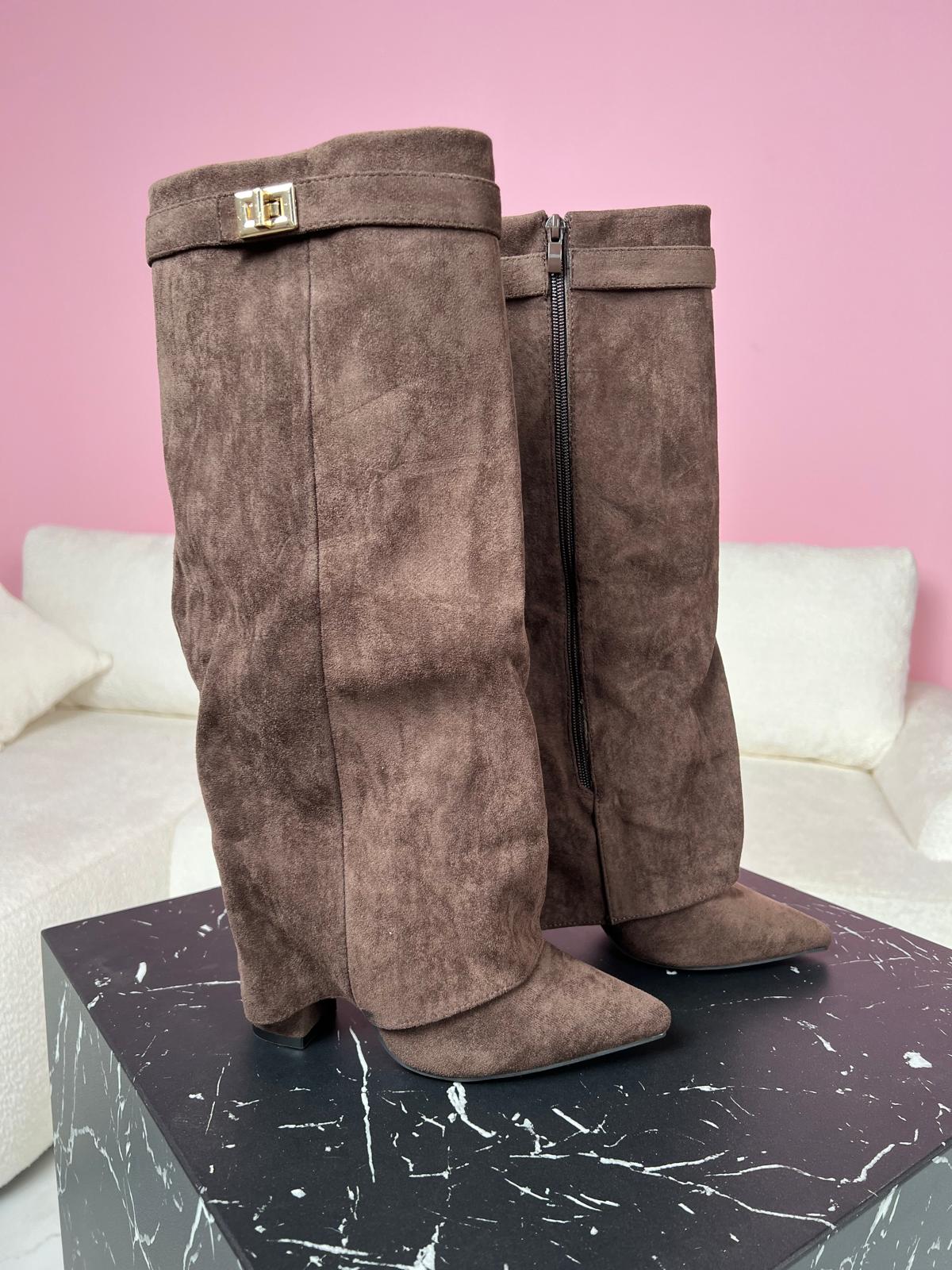 Bottes marron à verrou