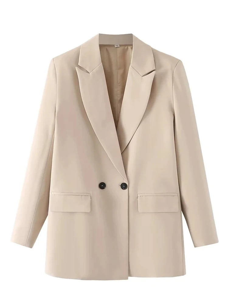 TRAF-Blazer pour Femme Noir, Beige, Bleu, Vert, Gris, Manteau à la Mode, Tenue de Bureau, Veste Chester, 2024