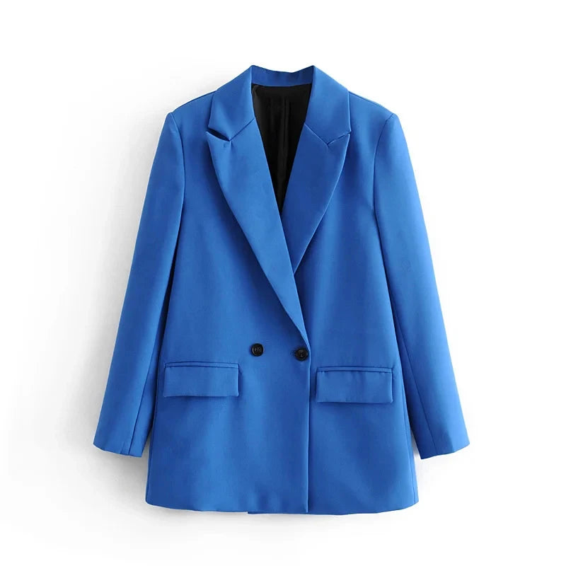 TRAF-Blazer pour Femme Noir, Beige, Bleu, Vert, Gris, Manteau à la Mode, Tenue de Bureau, Veste Chester, 2024