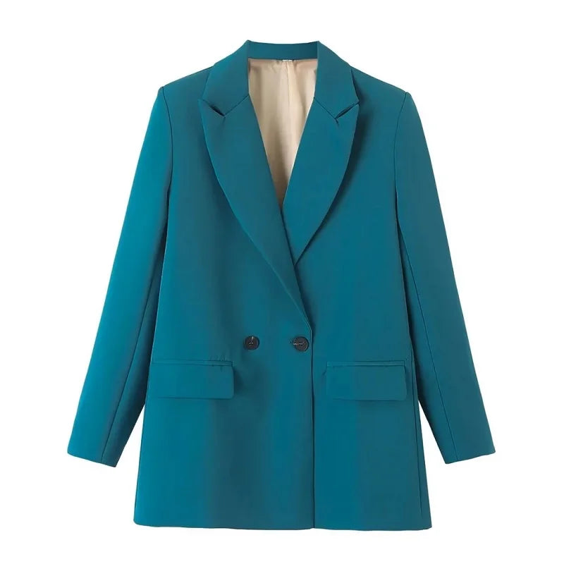 TRAF-Blazer pour Femme Noir, Beige, Bleu, Vert, Gris, Manteau à la Mode, Tenue de Bureau, Veste Chester, 2024