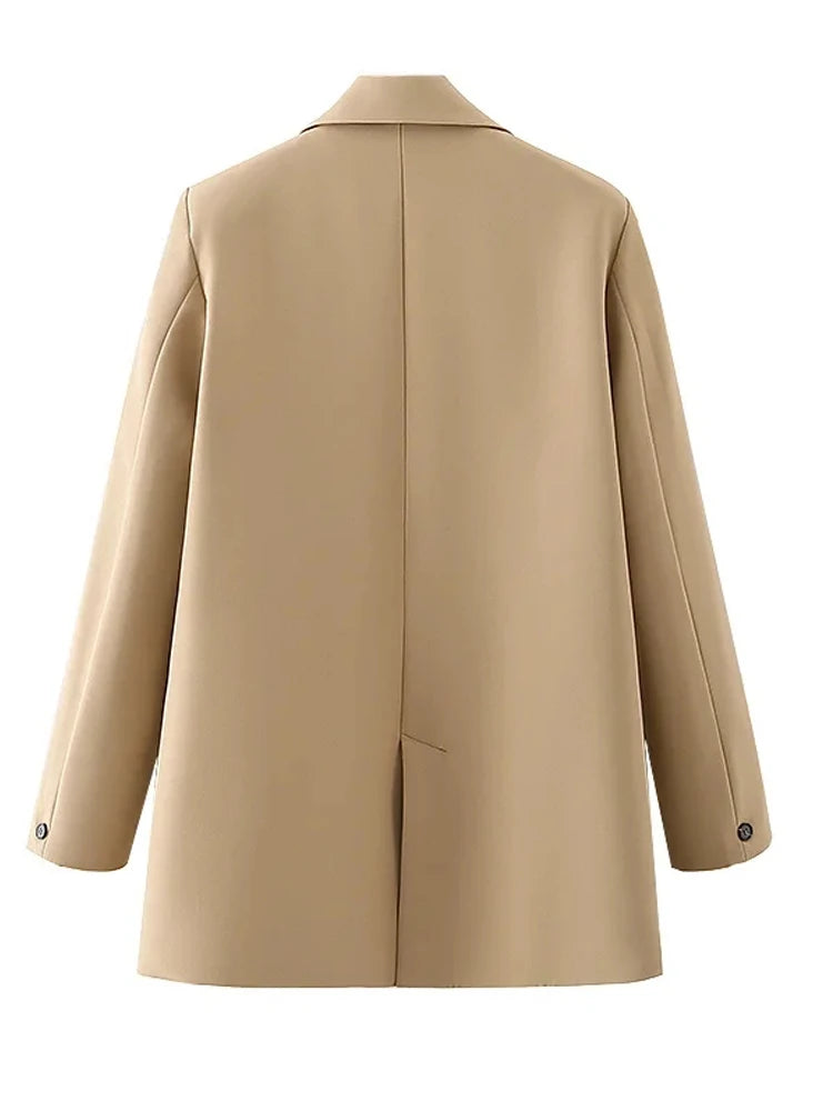 TRAF-Blazer pour Femme Noir, Beige, Bleu, Vert, Gris, Manteau à la Mode, Tenue de Bureau, Veste Chester, 2024