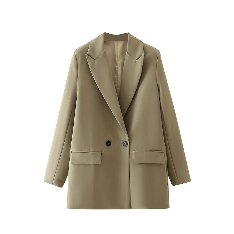 TRAF-Blazer pour Femme Noir, Beige, Bleu, Vert, Gris, Manteau à la Mode, Tenue de Bureau, Veste Chester, 2024