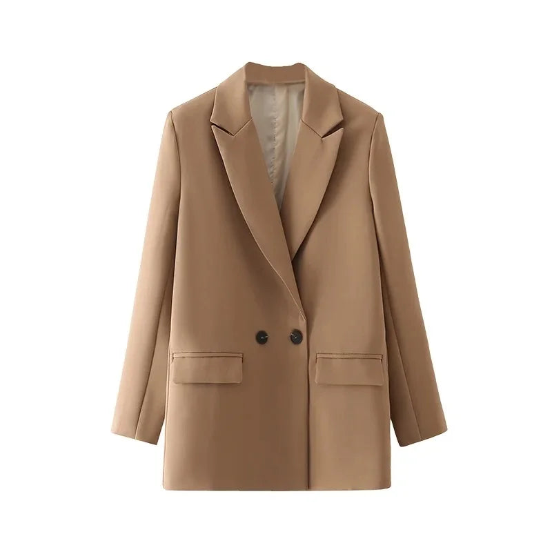 TRAF-Blazer pour Femme Noir, Beige, Bleu, Vert, Gris, Manteau à la Mode, Tenue de Bureau, Veste Chester, 2024