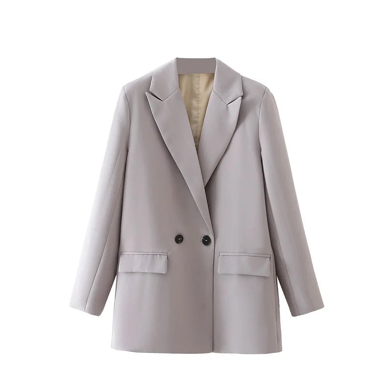 TRAF-Blazer pour Femme Noir, Beige, Bleu, Vert, Gris, Manteau à la Mode, Tenue de Bureau, Veste Chester, 2024