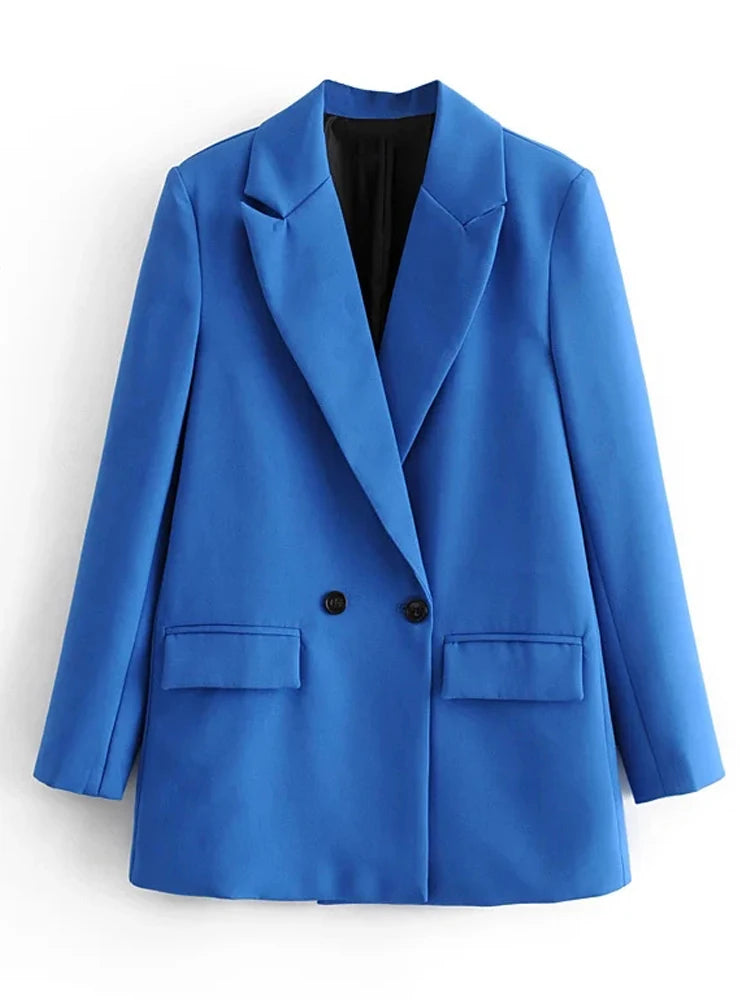 TRAF-Blazer pour Femme Noir, Beige, Bleu, Vert, Gris, Manteau à la Mode, Tenue de Bureau, Veste Chester, 2024