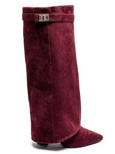 Bottes Suedine Burgundy à verrou